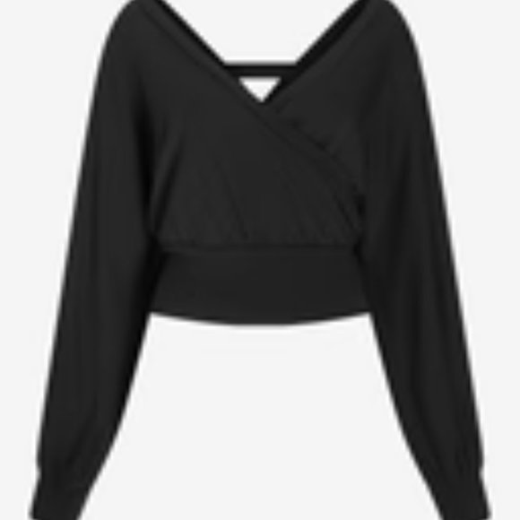 Express Solid Wrap Front Sweatshirt in Pitch Black NEW no tags - Picture 2 of 4